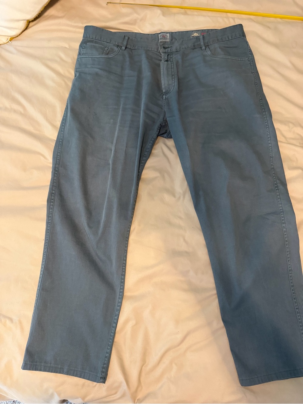 Faherty Mens 38x30 Movement 5-Pocket Pant Slate Washed Blue Stretch Chino Pants
